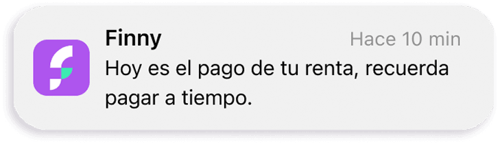 Notificación recordatorio de pago de tarjeta